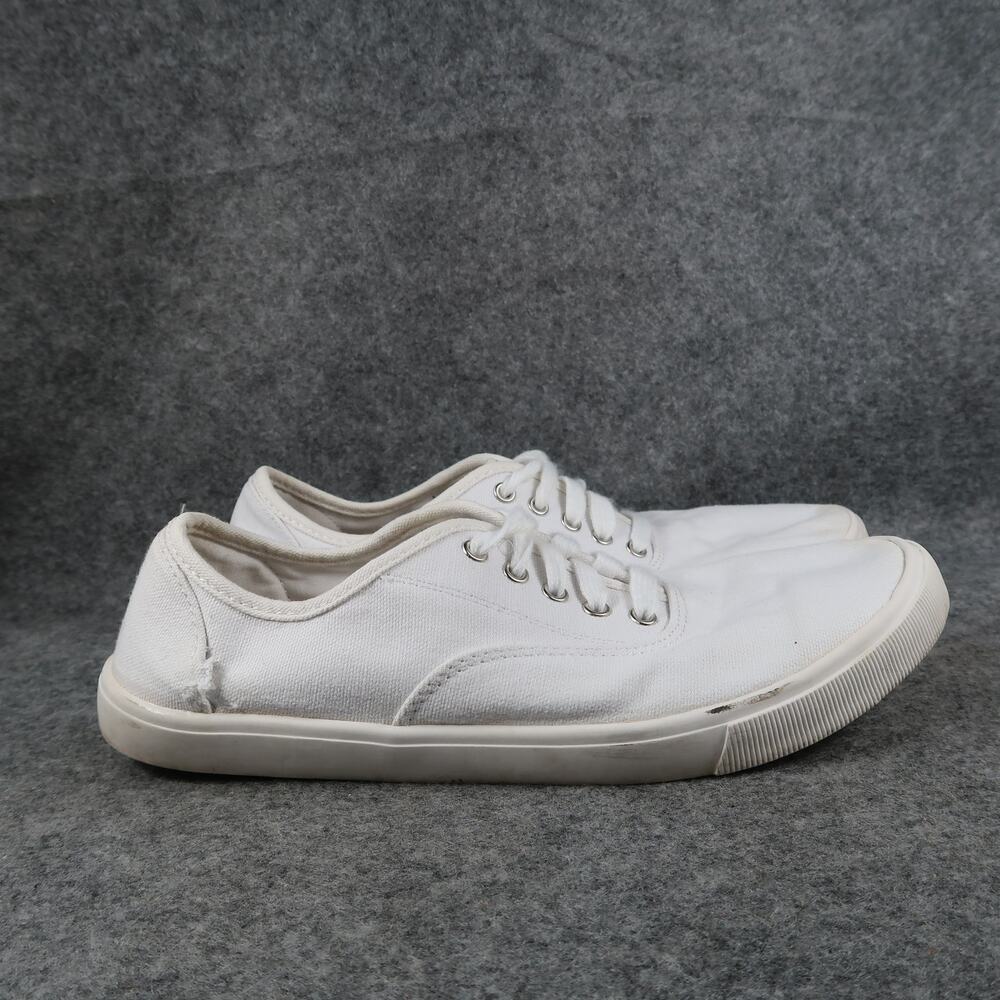 Time and Tru Shoes Womens 9.5 Casual Sneaker Lifestyle Lace Up White Canvas Flat